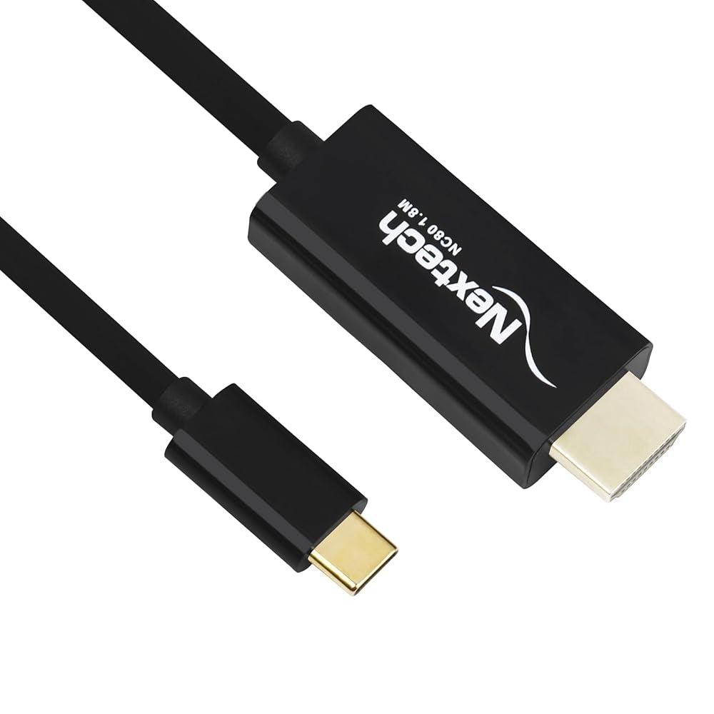 Nextech USB-C to HDMI Cable â€“ 4K@30Hz Output, Thunderbolt 3 (40Gbps) High-Speed, Plug & Play Type-C Display Cable for MacBook, iPad, Windows & Android Devices