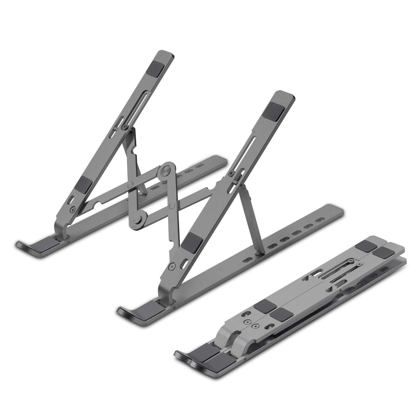 Standee: Foldable Aluminium Laptop Stand with 7-Angle Adjustment, Anti-Slip Riser with Velvet Pouch for 9"â€“15.6" Devices, MacBooks, Dell, HP & Office Use