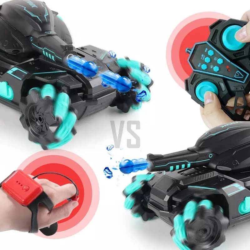 Tanko: RC Battle Car with Gesture Control & 360Â° Rotating Turret, Water Bullet Shooting, 4WD, High-Speed Drift & Rechargeable Battery