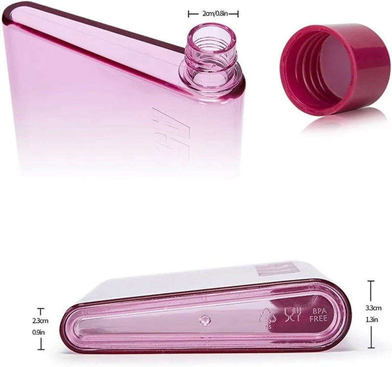 SlimSip: Ultra-Slim A5 Memo Bottle (420ml) â€“ BPA-Free Flat Water Bottle for Easy Carry in Bags & Backpacks