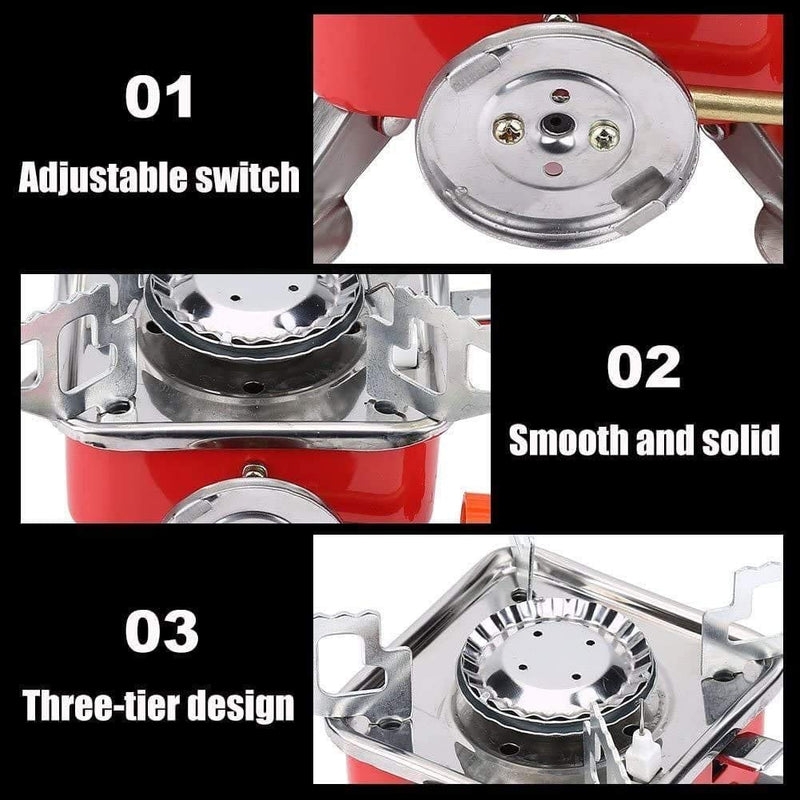 FlameX: Portable & Foldable Windproof Butane Camping Stove with High Heat Output for Outdoor Cooking, Hiking & Adventures
