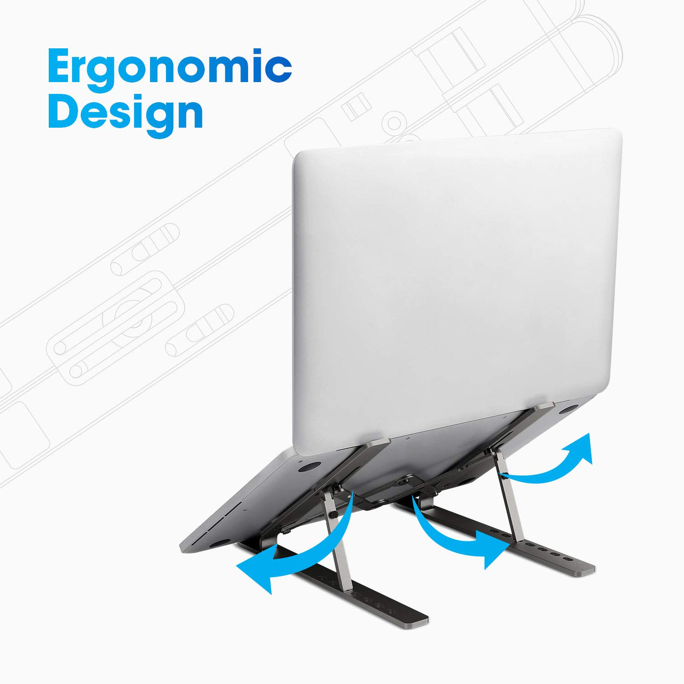 Standee: Foldable Aluminium Laptop Stand with 7-Angle Adjustment, Anti-Slip Riser with Velvet Pouch for 9"â€“15.6" Devices, MacBooks, Dell, HP & Office Use