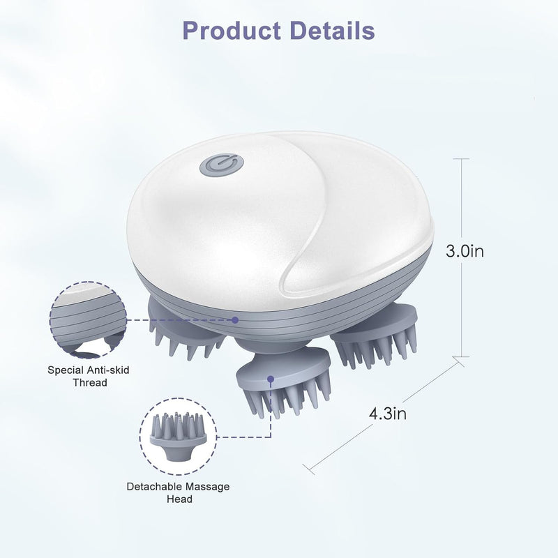 Relivo: Portable 3-Speed Scalp Massager with 96 Kneading Nodes, Handheld Head Massager for Relaxation, Stress Relief & Hair Growth Support