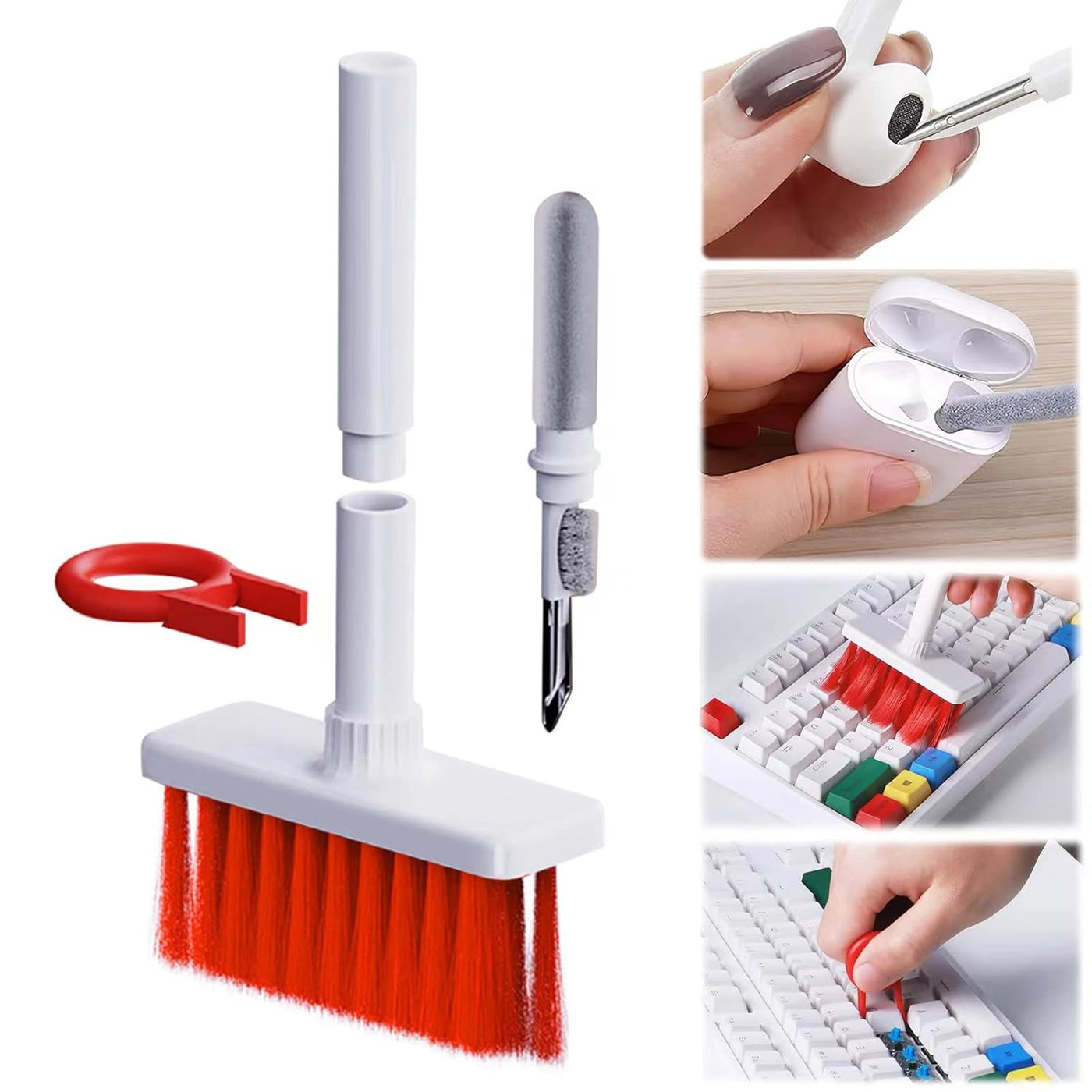 Dustee: 5-in-1 Multifunctional Keyboard & Earphone Cleaning Kit, Includes Keycap Puller, TWS Cleaner, Metal Pen Tip & High-Density Brush for Laptops, PCs & Gadgets