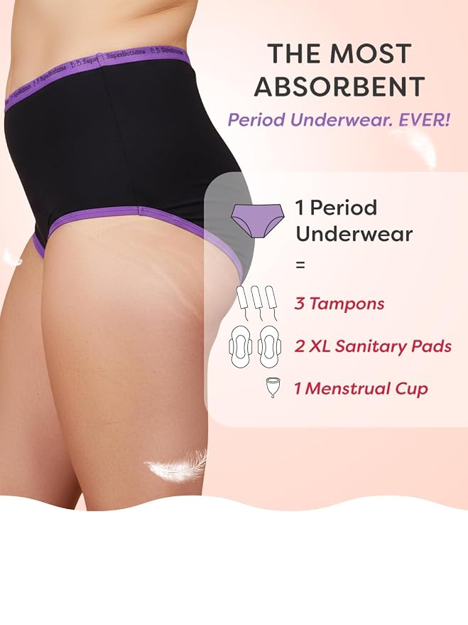 Period Underwear | Indiaâ€™s 1st Period Panty Made with Bamboo Cotton | 8Hr Absorption | No Leaks, No Stains | Odour-Free, High Waist, Full Coverage