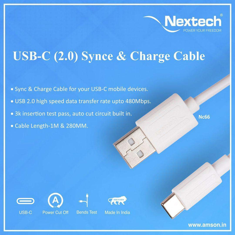 Nextech USB Type-C 2.0 Sync & Charge Cable 1M - White