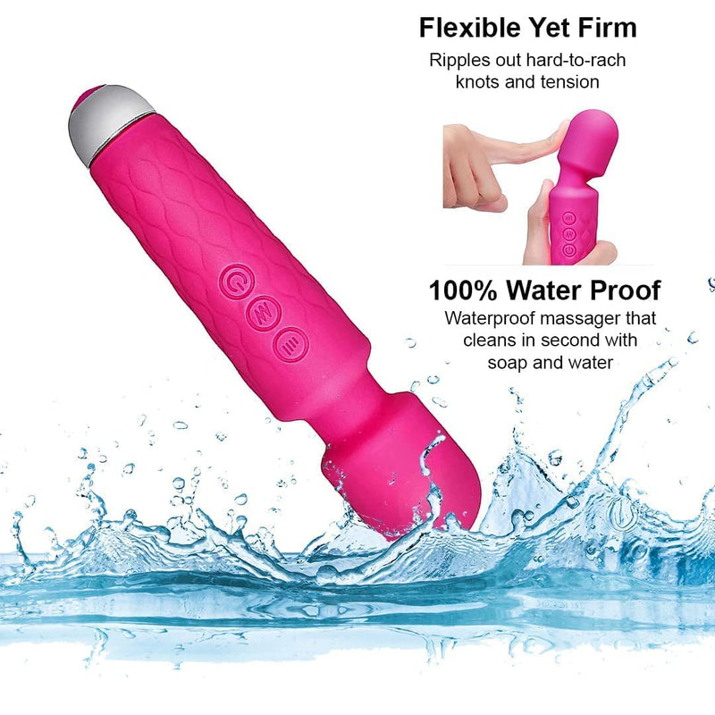 Mora: Rechargeable Waterproof Personal Body Massager, Handheld Cordless Wand with 20 Vibration Modes & 8 Speed Levels for Full Body Stress Relief, Relaxation & Muscle Recovery