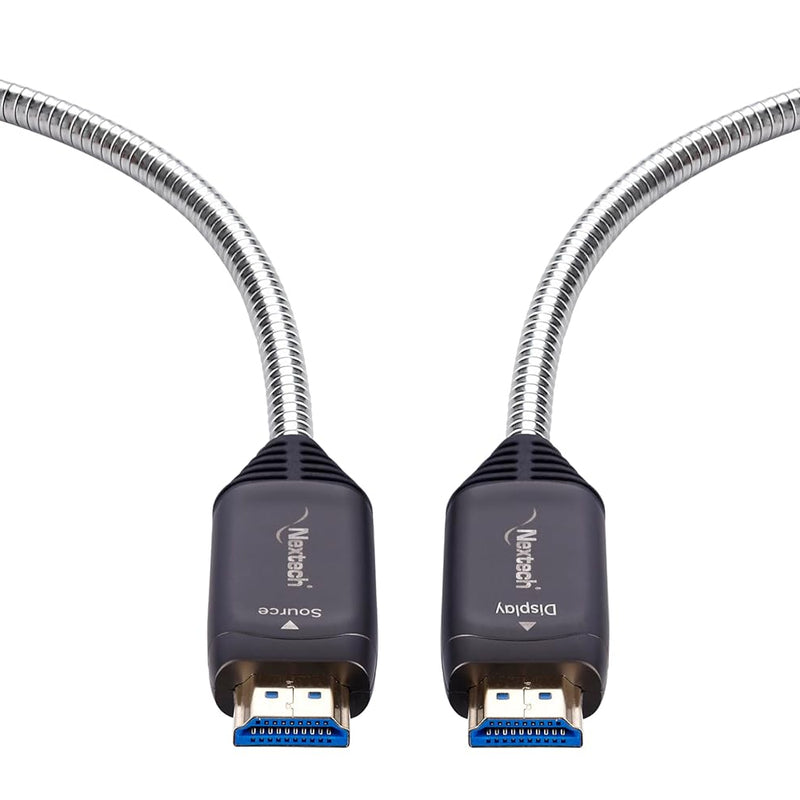 Nextech 20M HDMI AOC Cable â€“ 4K@60Hz Active Optical Fibre, Armoured Heavy-Duty Build, EMI/RFI Shielded, Long-Distance High-Speed HDMI Cable for TV, Projector, Gaming & AV Installations