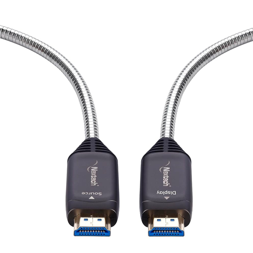Nextech 20M HDMI AOC Cable â€“ 4K@60Hz Active Optical Fibre, Armoured Heavy-Duty Build, EMI/RFI Shielded, Long-Distance High-Speed HDMI Cable for TV, Projector, Gaming & AV Installations