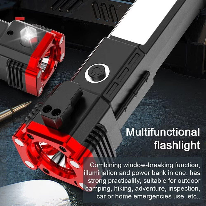 Torchii: Magnetic LED Emergency Rechargeable Torch & Cob Light with Window Breaker & Seat-Belt Cutter, for Car Safety, Camping & Outdoor Use