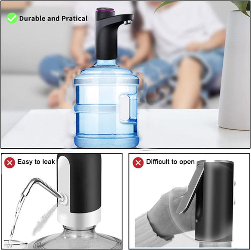 Aquon: USB Rechargeable Automatic Water Dispenser Pump for 3â€“5 Gallon Bottles with One-Touch Operation & Auto-Off