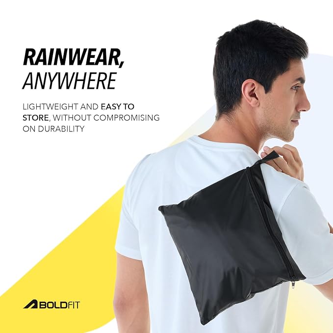 Boldfit Rain Coat for Men Waterproof Raincoat Set for Women with Reflective Trim-Windproof Jacket & Pants Suit with Hood, Pockets & Breathable, Durable Fabric for Outdoor, Travel, Bike & Trekking Use