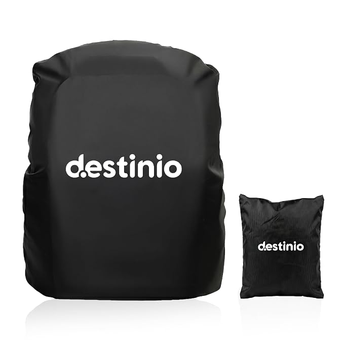 Rain Cover for Bag Waterproof, Backpack Raincover for Laptop, School & Trekking Bags, Rip Resistant, Full Dust & Scratch Protection with Secure Buckle Strap & Storage Pouch (Black-20L to 75L)