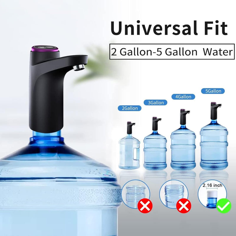 Aquon: USB Rechargeable Automatic Water Dispenser Pump for 3â€“5 Gallon Bottles with One-Touch Operation & Auto-Off