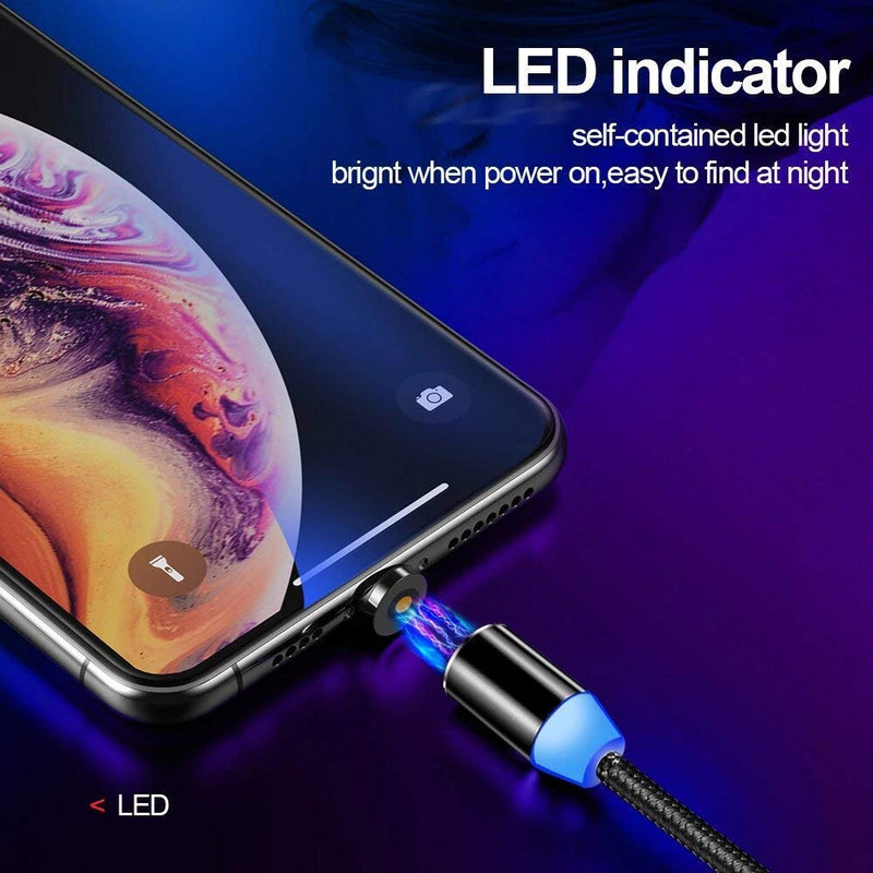 Travo: 3-in-1 Magnetic Fast Charging Cable with Status Light, 360Â° Swivel Head, Type-C, Micro USB & lightning Connectors