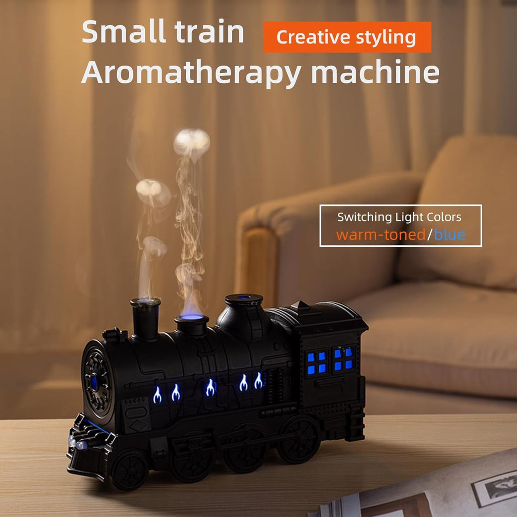 Mystiq: Train-Shaped Aroma Diffuser & Humidifier, 300ml, Flame Light, 2 Mist Modes, Auto Off â€“ Perfect for Home, Office & Festive Decor.
