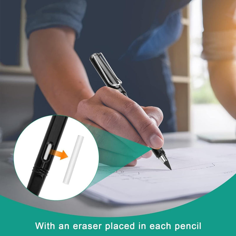 EverWrite: Pack of 4 Reusable Inkless Pencil â€“ Everlasting Infinity Pencil with Eraser for Writing, Sketching & Drawing