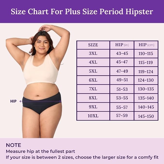 Period Panty for Plus Size Women | Hipster Fit Leakproof Panty for Periods | for School, Travel & Work | Low to Medium Flow | Use with Pad | Pack of 2