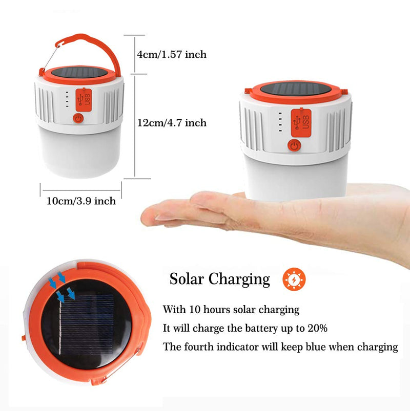Daylite: Solar Rechargeable Compact LED Camping Tent Light with USB-C Port & Hanging Hook