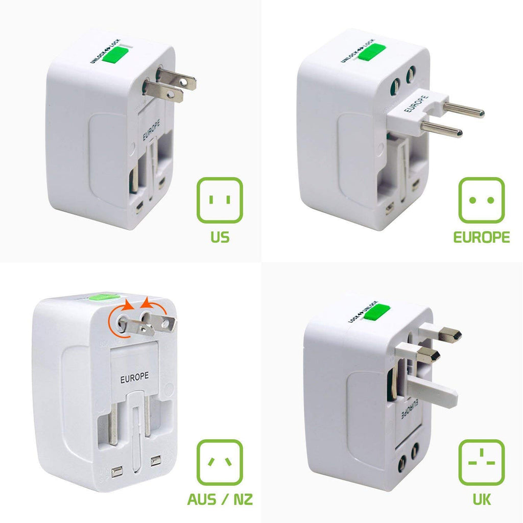 PlugGo: Universal Travel Adapter with USB, All-in-One International Plug Adapter for Charging & Appliances Compact Worldwide Adapter for Travel