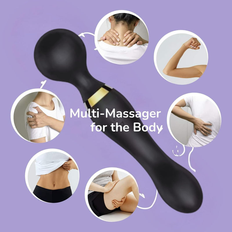 Vellura: Electric Full Body Massager Wand with Dual Heads & 10 Vibration Modes â€“ Handheld Deep Tissue Relief for Neck, Back & Shoulder Pain