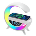 Gooble: Full Size G-Shaped RGB Atmosphere Lamp with 15W Wireless Charger, Bluetooth Speaker, Clock & Interactive Desk Light for Bedside & Room DÃ©cor