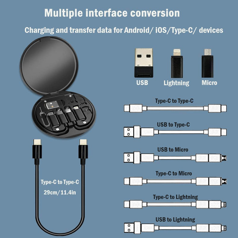 Companion: All-in-One USB Travel & Tech Charging Kit â€“ 60W Fast Charging Cable Set with Type-C, Lightning & Micro USB, Built-in Mobile Stand