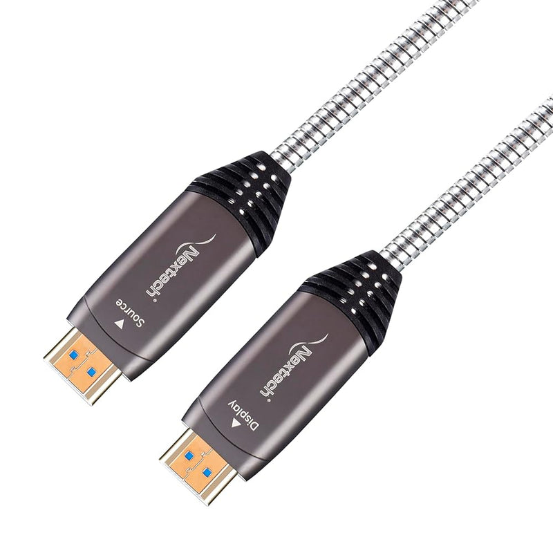 Nextech 20M HDMI AOC Cable â€“ 4K@60Hz Active Optical Fibre, Armoured Heavy-Duty Build, EMI/RFI Shielded, Long-Distance High-Speed HDMI Cable for TV, Projector, Gaming & AV Installations