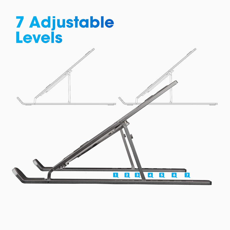 Standee: Foldable Aluminium Laptop Stand with 7-Angle Adjustment, Anti-Slip Riser with Velvet Pouch for 9"â€“15.6" Devices, MacBooks, Dell, HP & Office Use