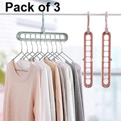 Hangaroo: 3-Pack Space-Saving Folding Hangers with 360Â° Swivel Hook & 9-Hole Anti-Skid Design for Closet Organization