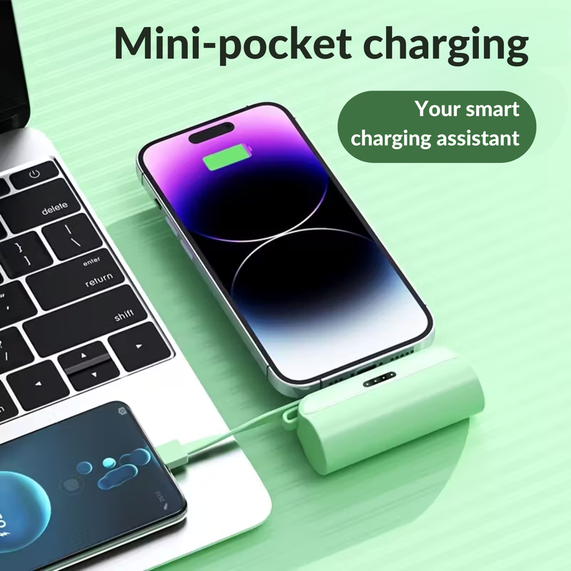 Pocky: Mini 5000 mAh Pocket Power Bank with Built-In Cable for Android, iPhone & Devices (Assorted)