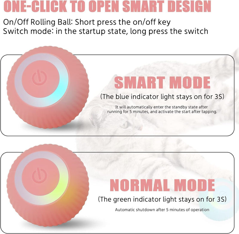 Pounce: Interactive LED Cat Toy Ball with 360Â° Rotating Motion, Smart Obstacle Avoidance & Rechargeable Design