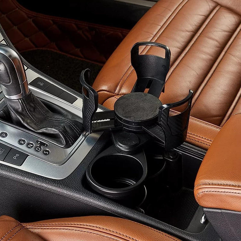 DuoHold: 2-in-1 Car Cup Holder Expander with 360Â° Rotation & Adjustable Dual Cup Slots for Large Drinks & Travel Convenience