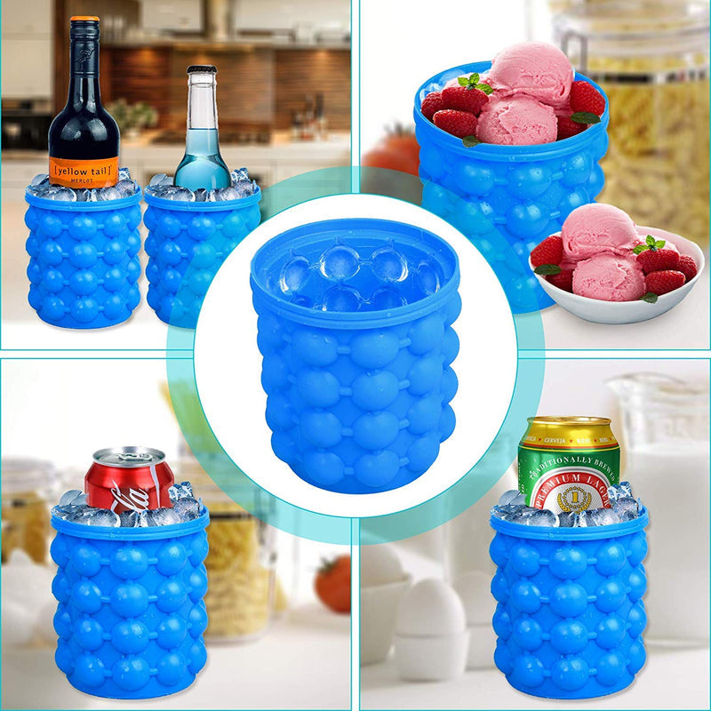 Chillix: 2-in-1 Silicone Ice Cube Bucket with Lid â€“ Ice Tray & Storage Container for Freezers, Cocktails, Whiskey, Cold Beverages & Party Use