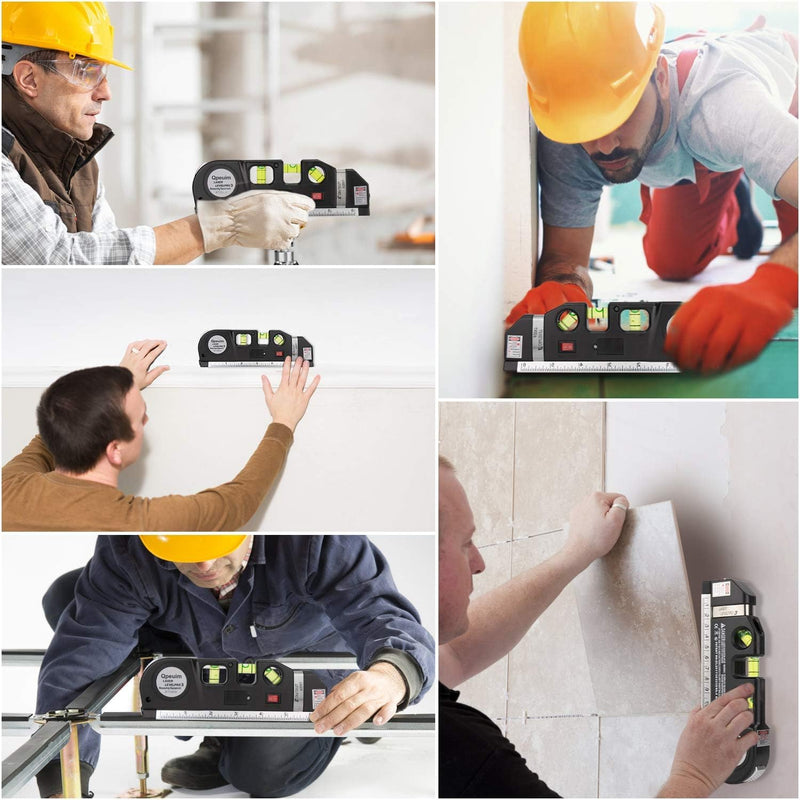 Metrix: 4-in-1 Multipurpose Laser Spirit Level with 8ft Measuring Tape, Built-in Bubble Level, Metric & Imperial Ruler for Picture Hanging & DIY Projects