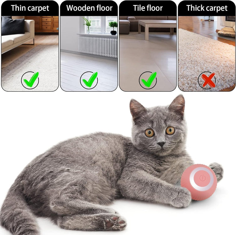Pounce: Interactive LED Cat Toy Ball with 360Â° Rotating Motion, Smart Obstacle Avoidance & Rechargeable Design
