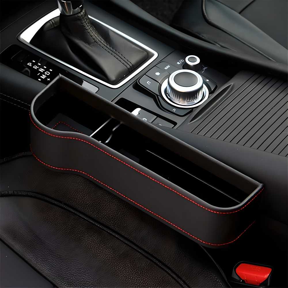 CarPocket: PU Leather Car Seat Gap Organizer with Bottle & Cup Holder, Storage for Phones, Keys, Cards & Coins â€“ Space Saving Catcher