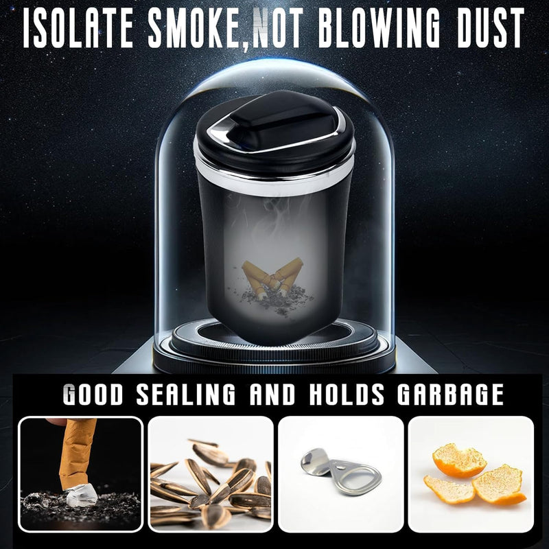 SmokeTrap: Portable Car Ashtray with Smell-Proof Lid & LED Light â€“ Ideal for Cup Holders & Travel Use