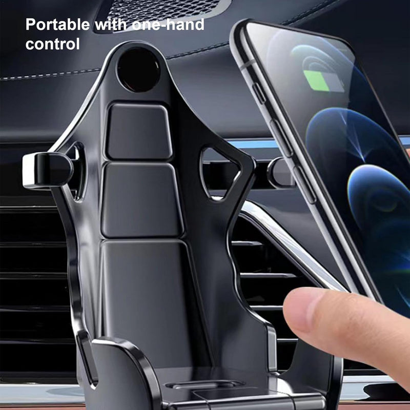 SeatRacer: Racing Seat-Inspired Phone Holder for Desk, Car Vent & Gaming Setup, Hands-Free Mount with Sporty Simulator Design