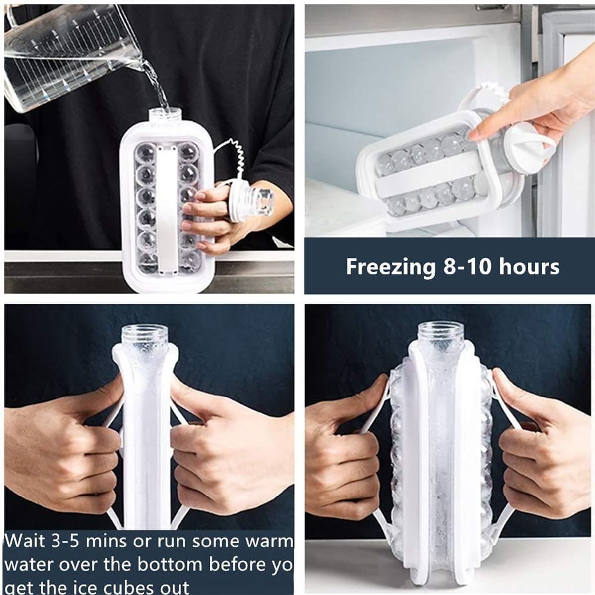 Frostee: 2-in-1 Ice Ball Maker Bottle with 17 Grids â€“ Portable Freezer Kettle & Water Jug for Cocktails, Juice, Coffee, Whiskey & Cold Beverages