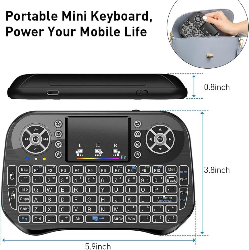 Black wireless keyboard with touchpad on a white background