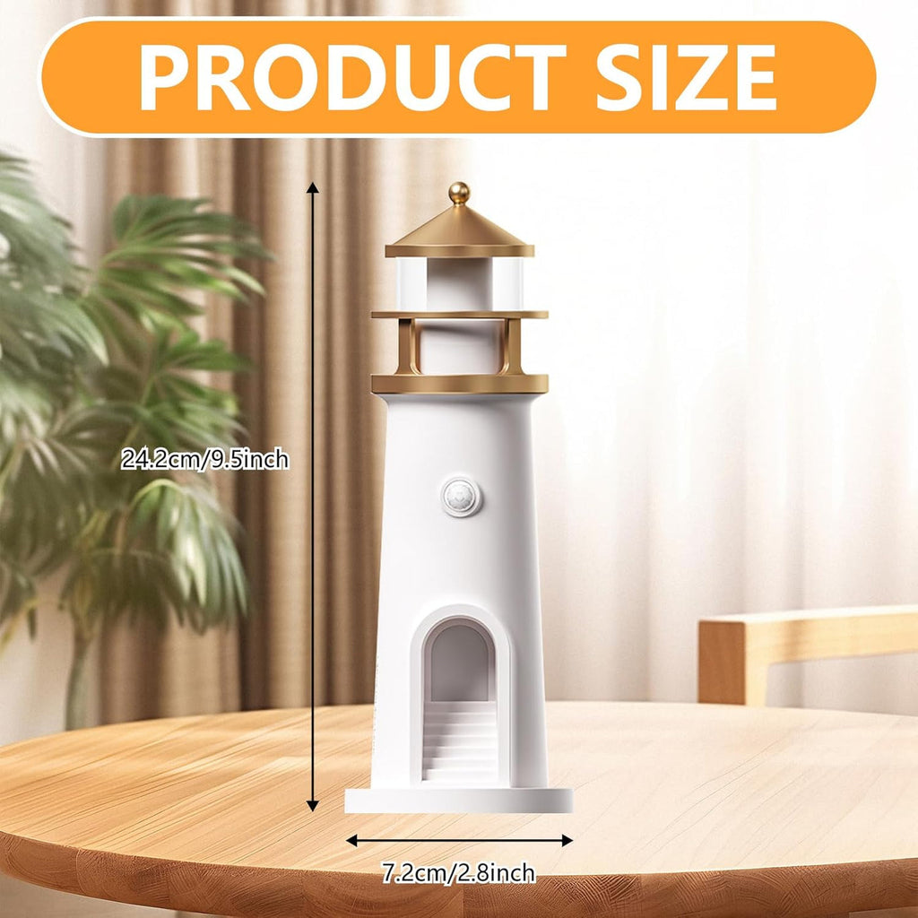 Beacon: Lighthouse Moonlight Projection Lamp with Bluetooth Speaker & Remote, Dimmable LED Night Light, Cute Moon Glow Table Lamp for Bedroom, Kids Room & Unique Gifting