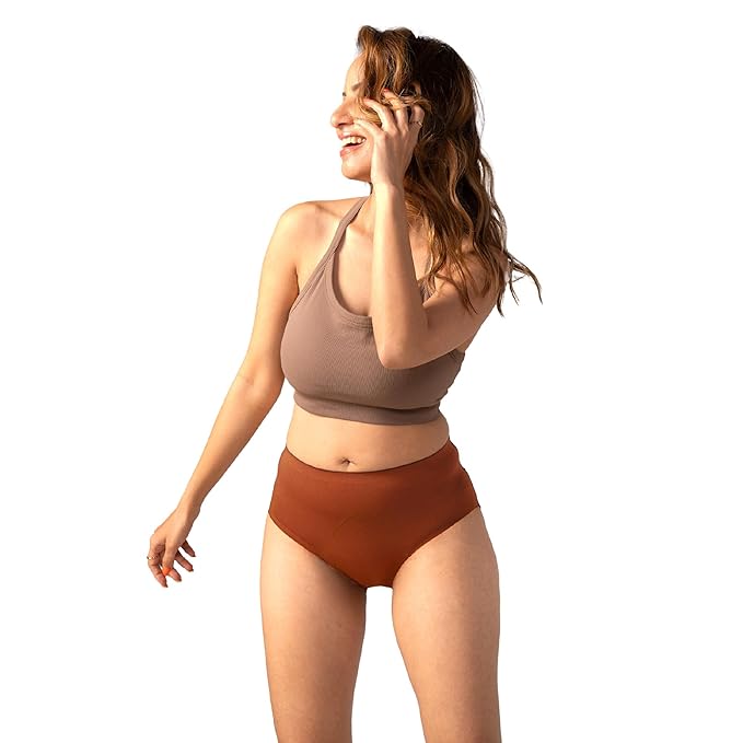Period Panty for Girls & Women - Dark Brown, No Pads Required, Mid-Waist, Reusable, Leakproof, No Rashes