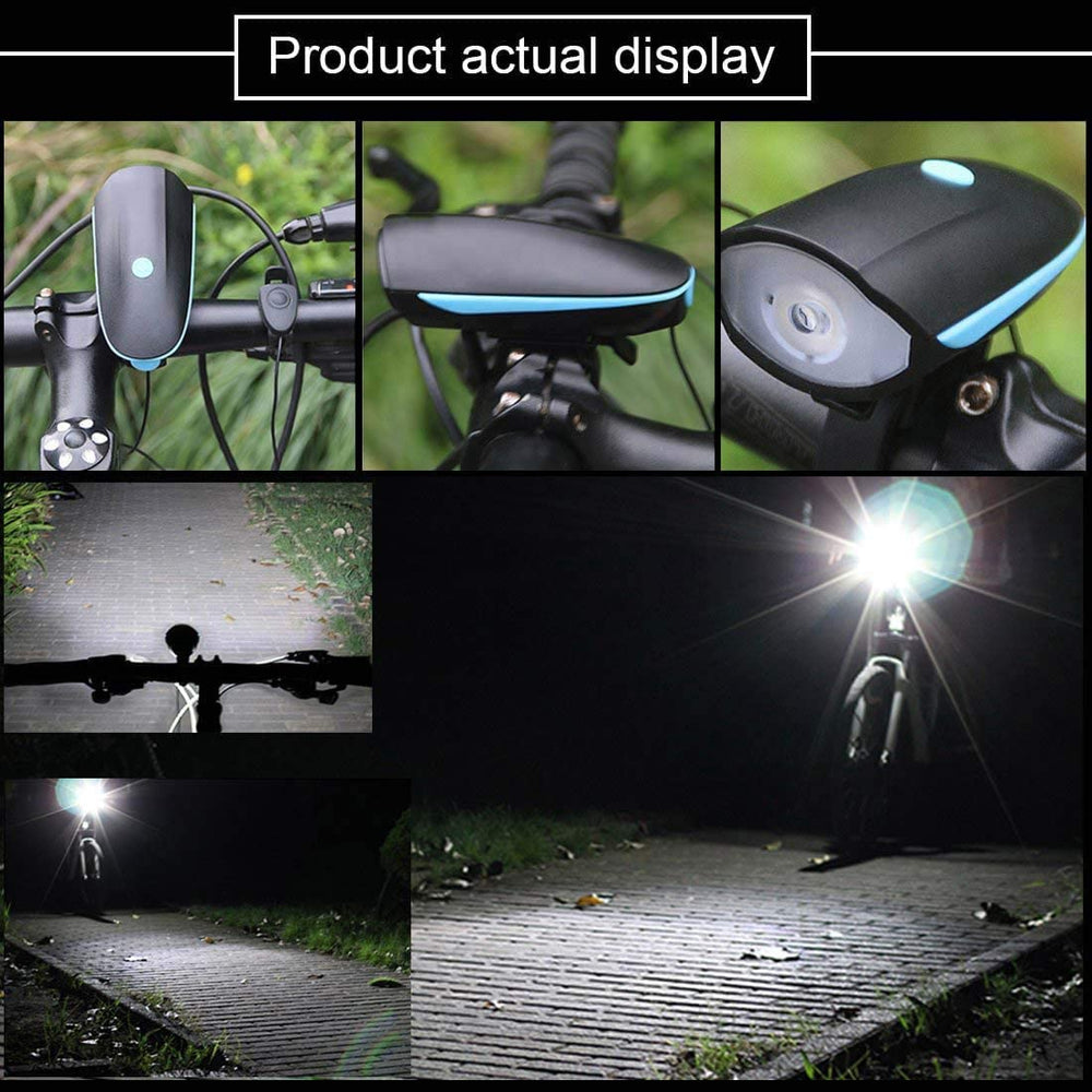 BikeMate: 2-in-1 Rechargeable Bicycle Light with Horn, Waterproof LED Headlamp with 3 Light Modes & 140dB Bike Bell for Night Rides & Cycling Safety