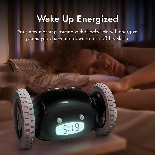Clocky: The Runaway Alarm Clock â€“ Fun & Cute Rolling Alarm for Heavy Sleepers with Loud Snooze & LED Display