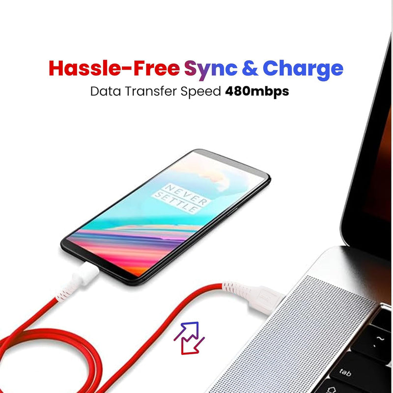 Nextech USB A to USB-C 65W Super VOOC/Dash Sync & Charge Cable compatiable with Samsung, Realme, Oppo & other Smartphones, Tablets & Type C devices (1 Meter)