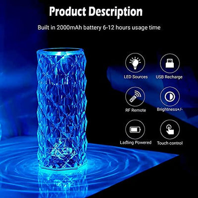 Lucidity: crystal Aura Night Light with 16-Color Changing LED, USB Rechargeable Touch Control & Diamond Cut Design for Bedroom & DÃ©cor