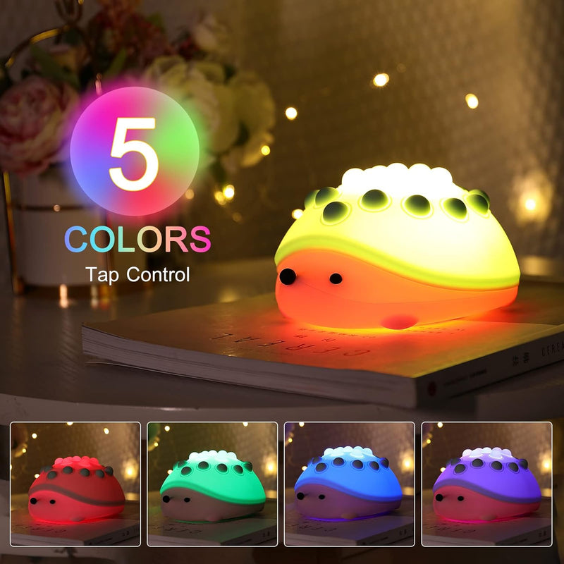 Poppy: Adorable Hedgehog Silicone Night Lamp with Color-Changing LED & Rechargeable Design for Cozy Bedroom DÃ©cor & Gifting