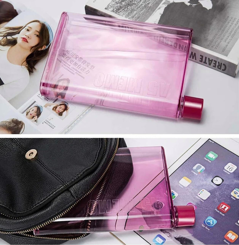 SlimSip: Ultra-Slim A5 Memo Bottle (420ml) â€“ BPA-Free Flat Water Bottle for Easy Carry in Bags & Backpacks