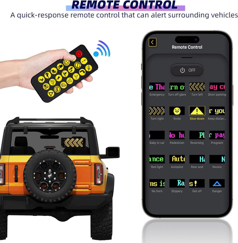 Pixy: RGB LED Matrix Display Panel with App & Remote Control, Flexible Pixel Sign Board for Cars, Rooms, Offices & Custom Scrolling Messages (7" Ã— 3")